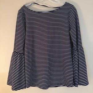 Frame navy and white striped bell sleeve boatneck top medium